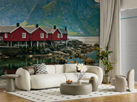 Rustic seaside wall mural with clear water