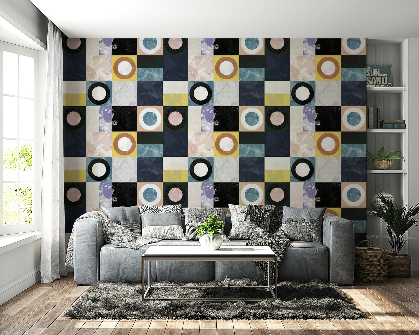 Concrete-style Pietra3 wallpaper in neutral tones

