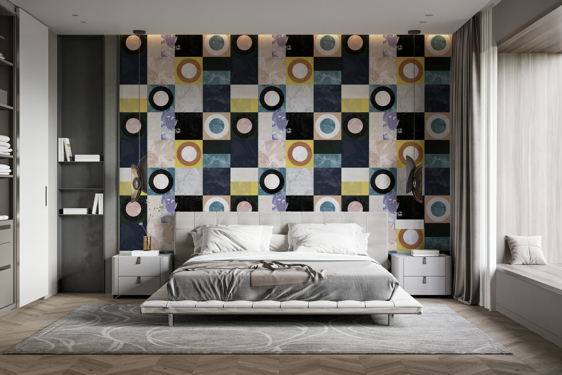 Natural stone-look wallpaper for modern interiors

