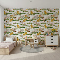 Delightful Piggy Farm Watercolor peel and stick wallpaper project idea.