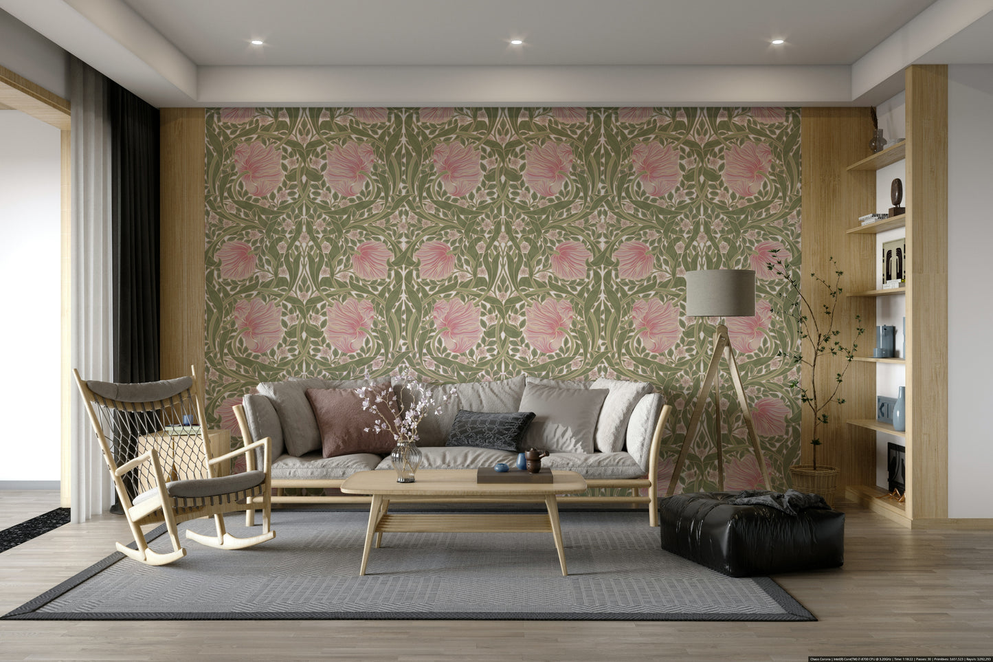 Peel and stick pimpernel floral wallpaper for living rooms

