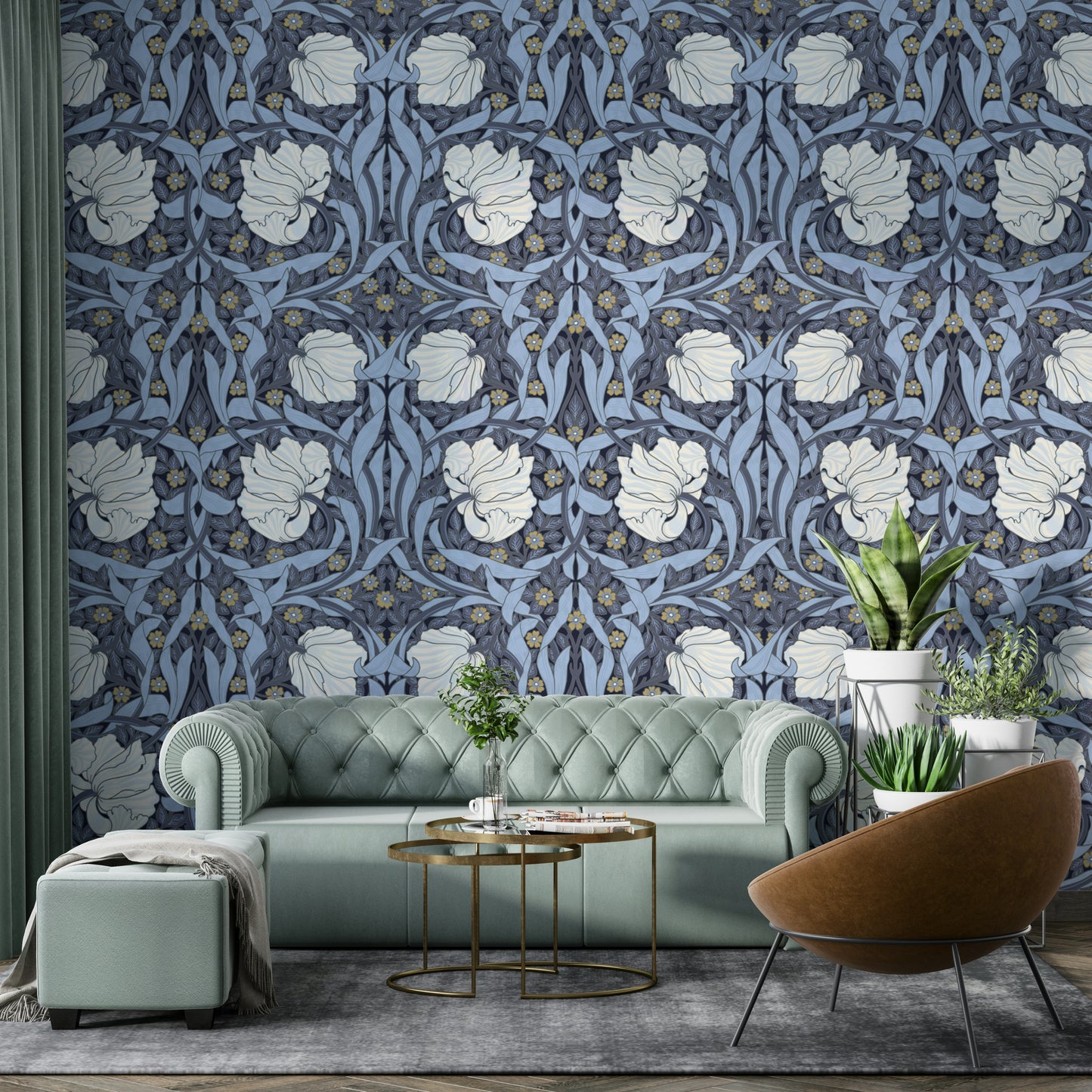 Vintage-inspired pimpernel wallpaper for living rooms

