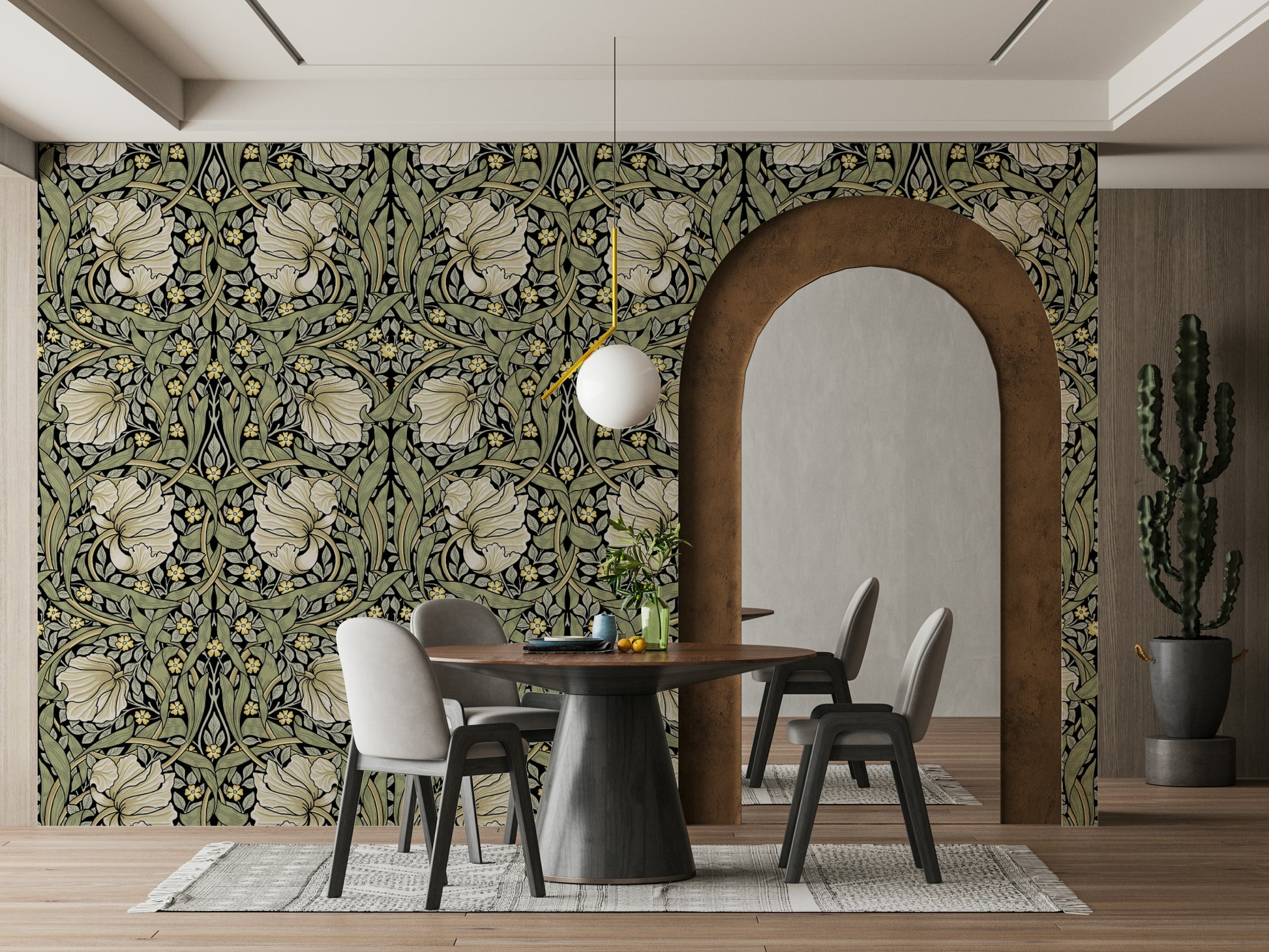 Peel and stick wallpaper with vintage pimpernel pattern

