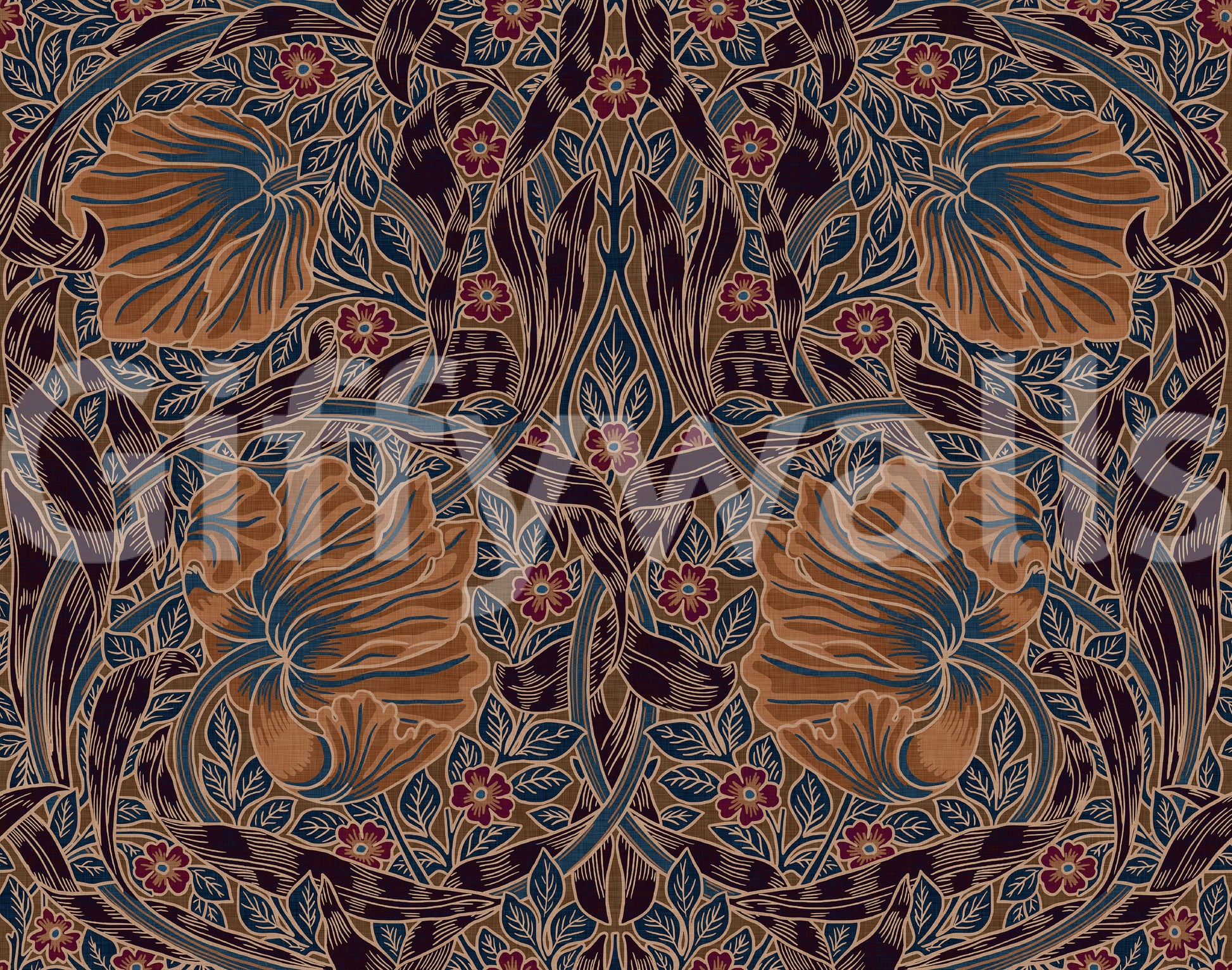 Pimpernel wallpaper with intricate floral design

