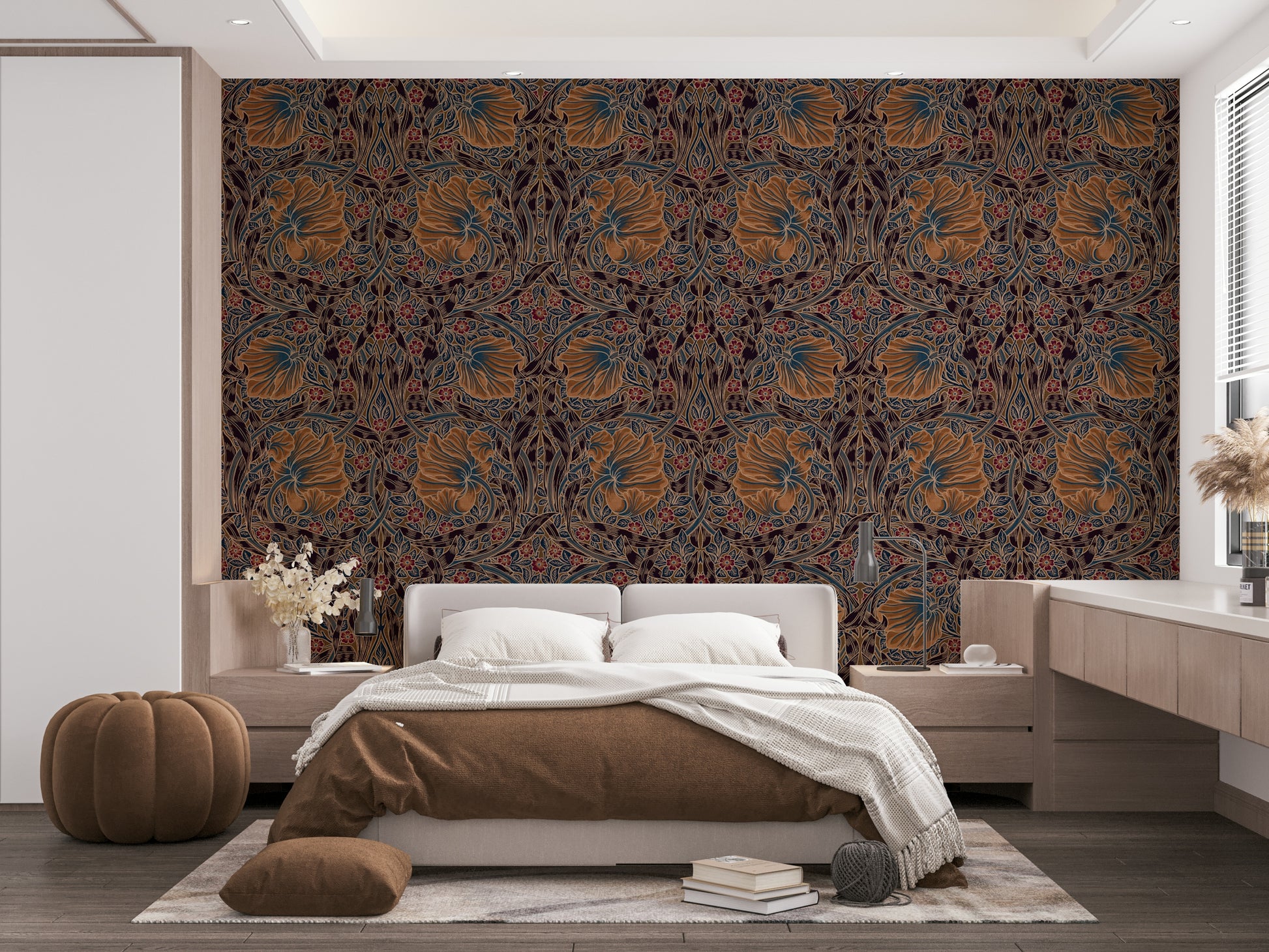 Traditional botanical wallpaper design

