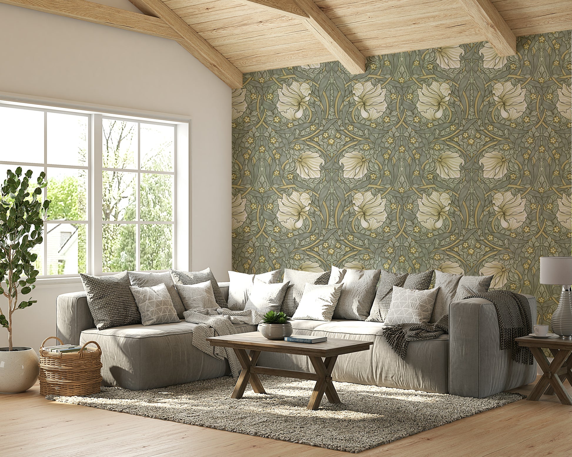 Pimpernel wallpaper with earthy tones

