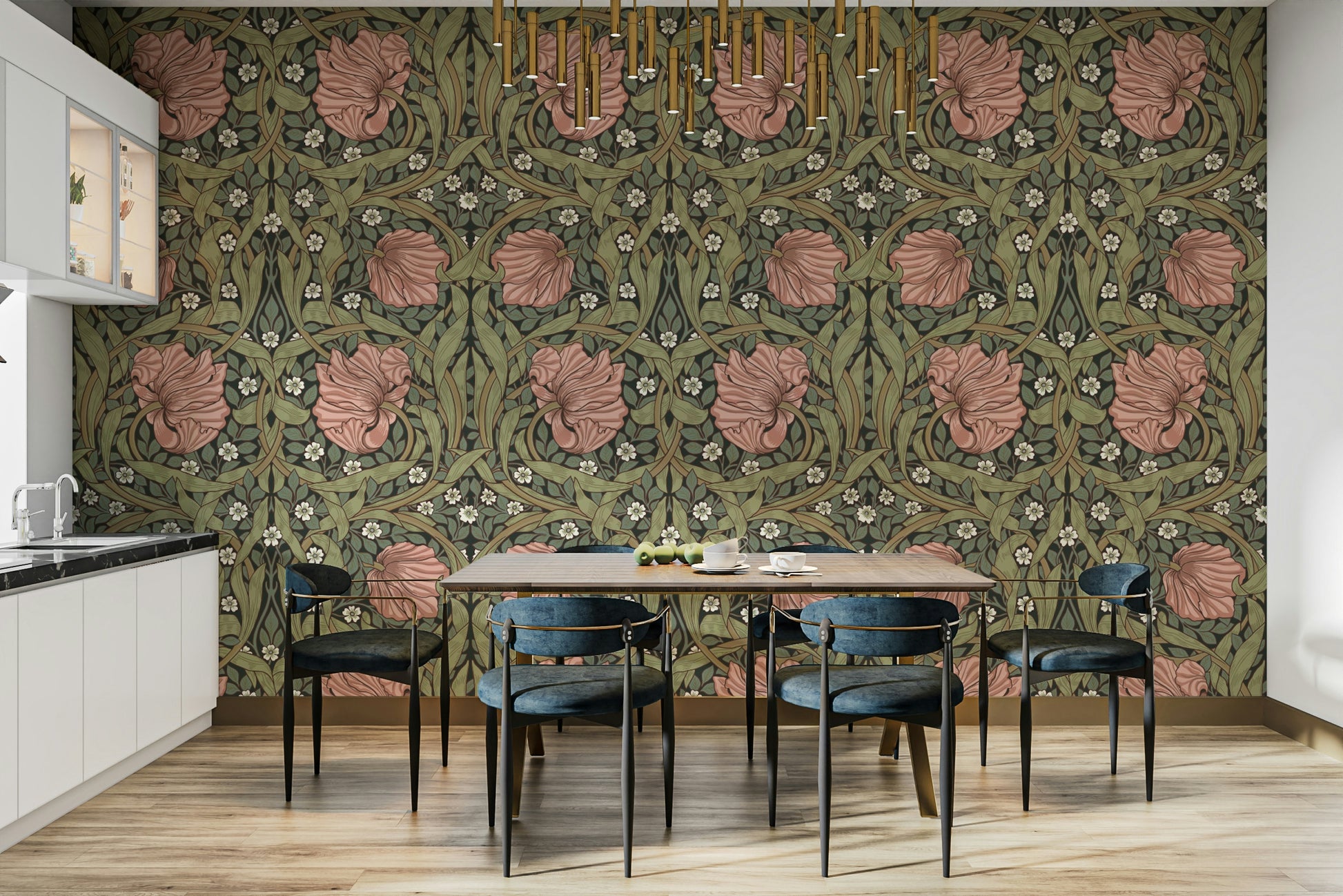 Victorian floral wallpaper design

