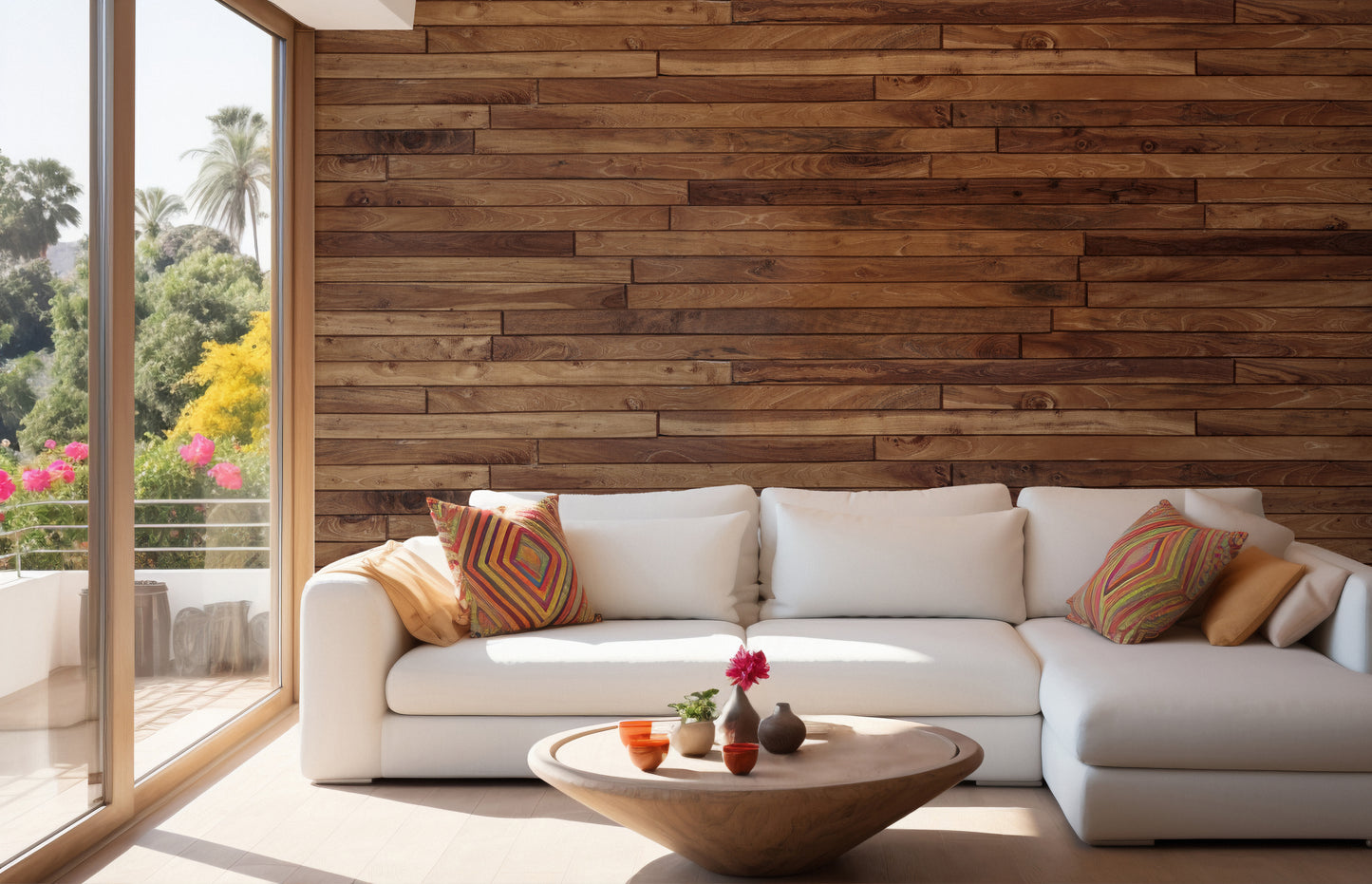 Pine Wood Stipes Interior Wallpaper - Giffywalls