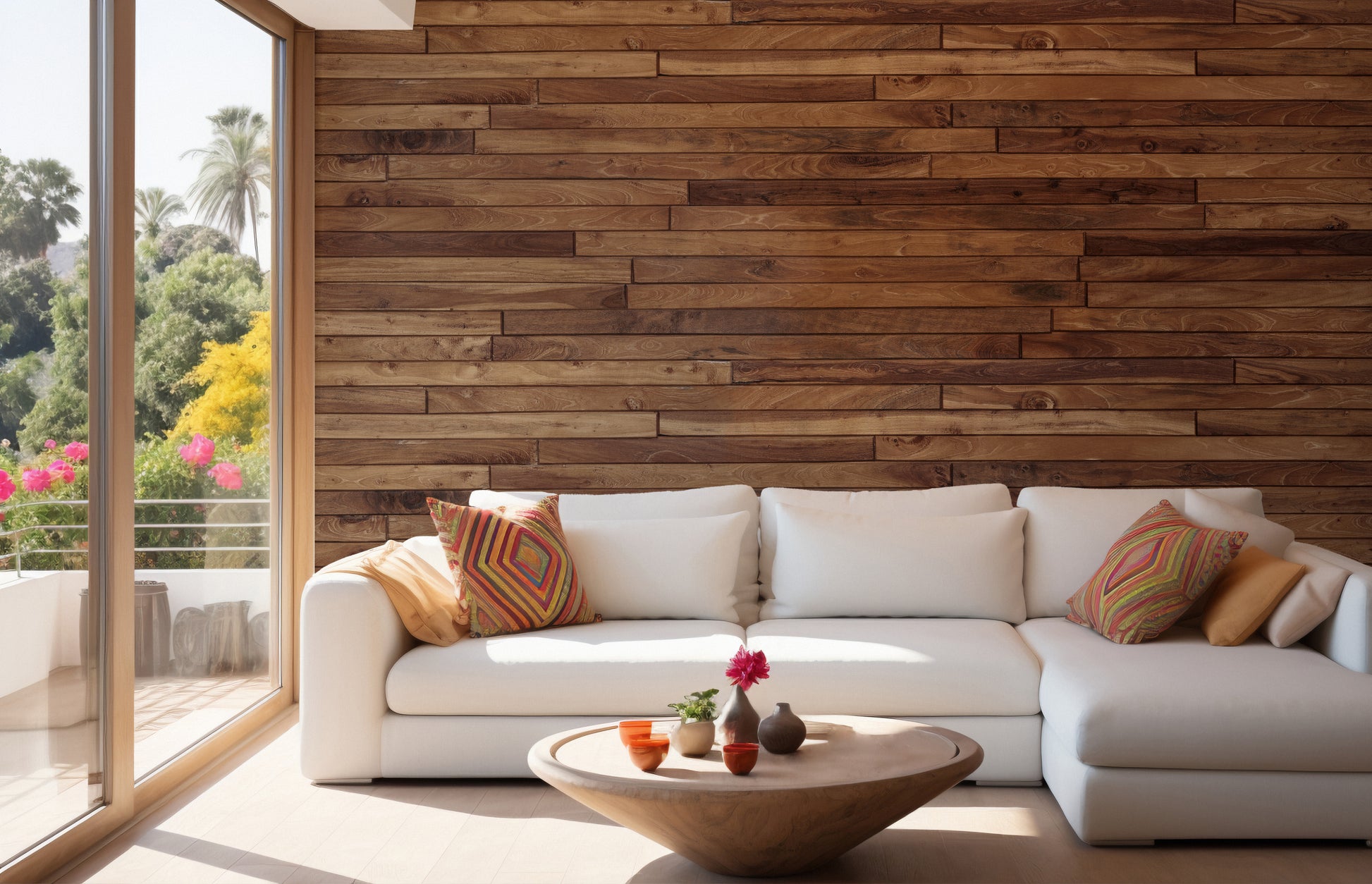 Pine Wood Stipes Interior Wallpaper - Giffywalls