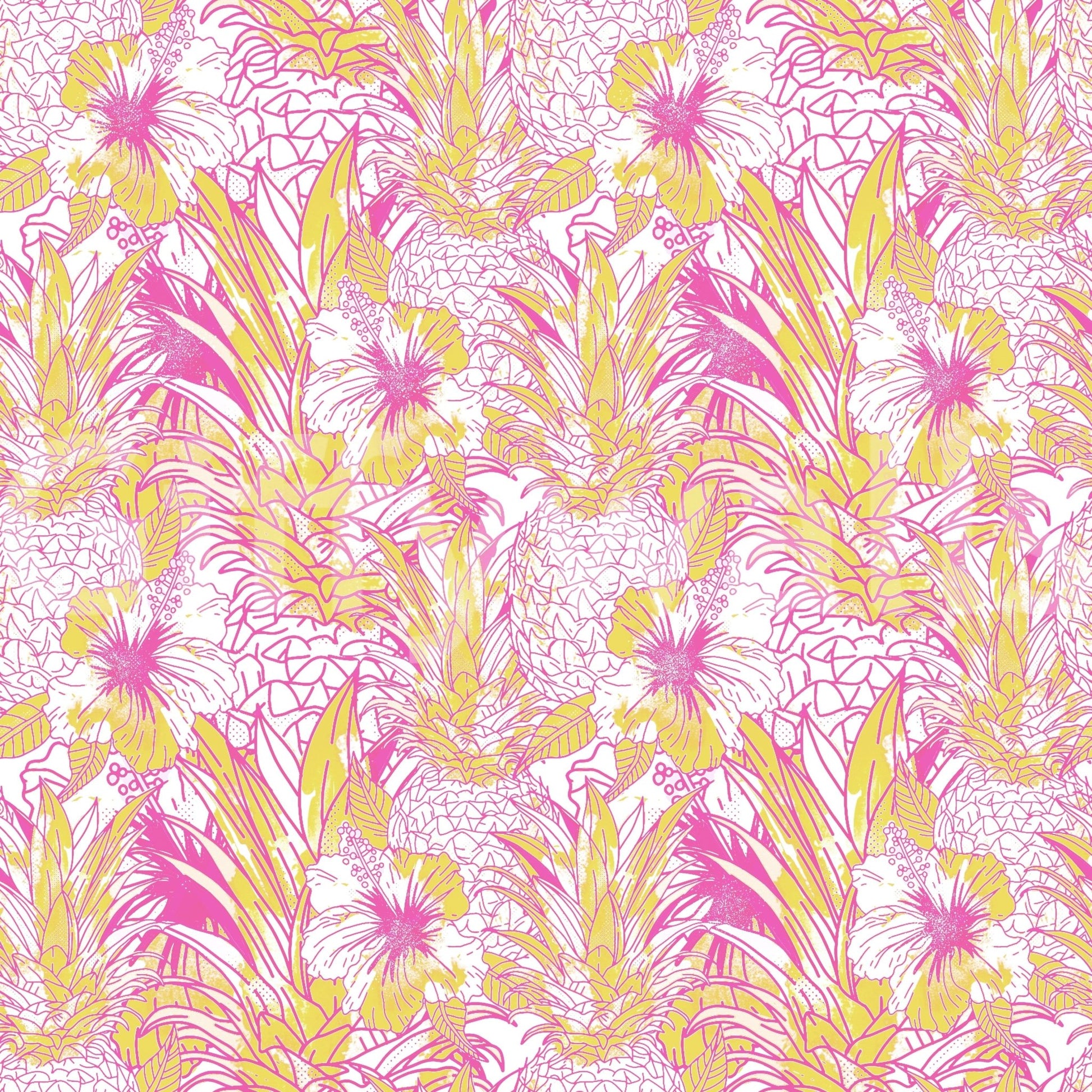 Summer themed botanical wallpaper with pineapples.