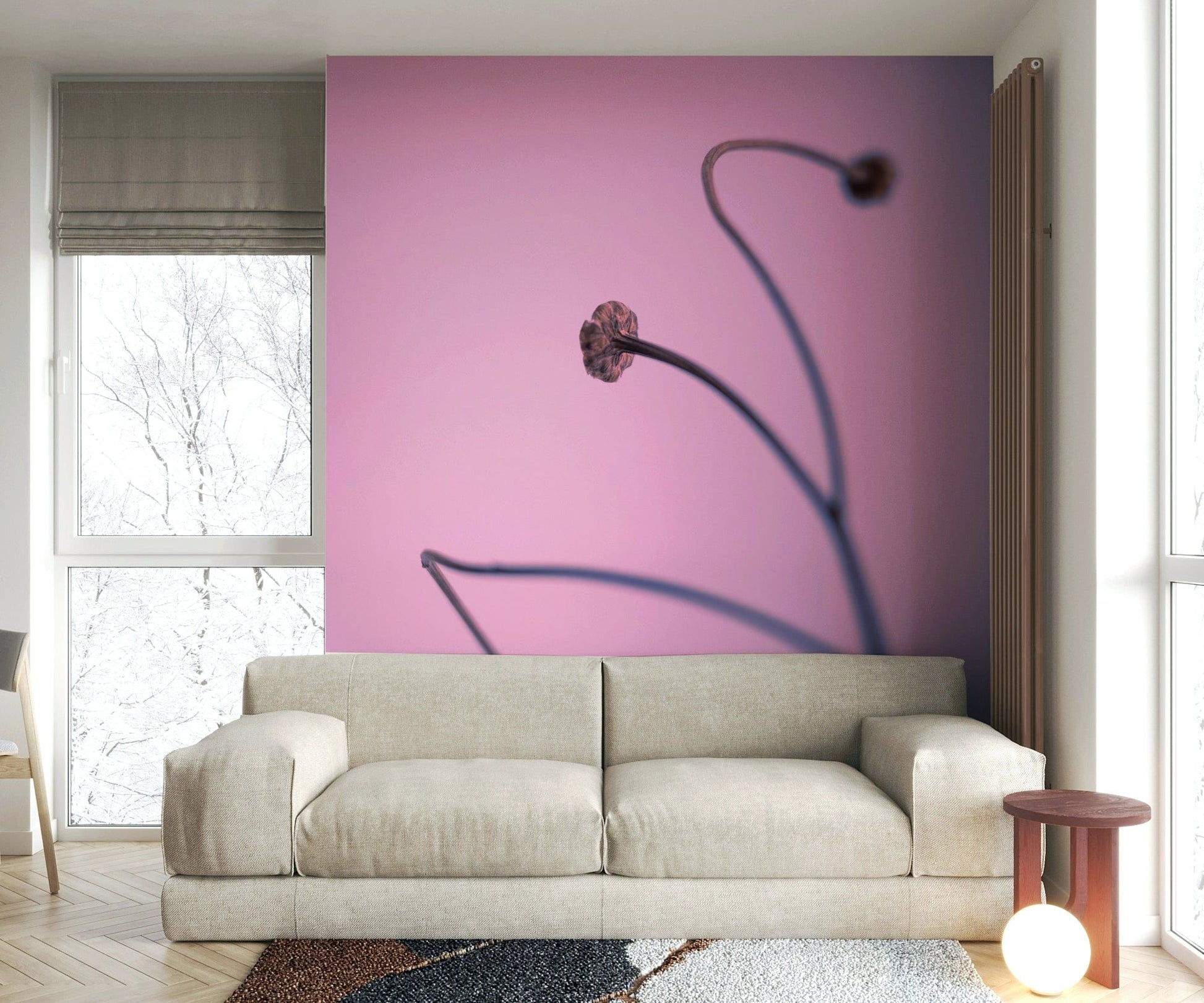 A detail shot of the graceful curved lines in the black and white design.

