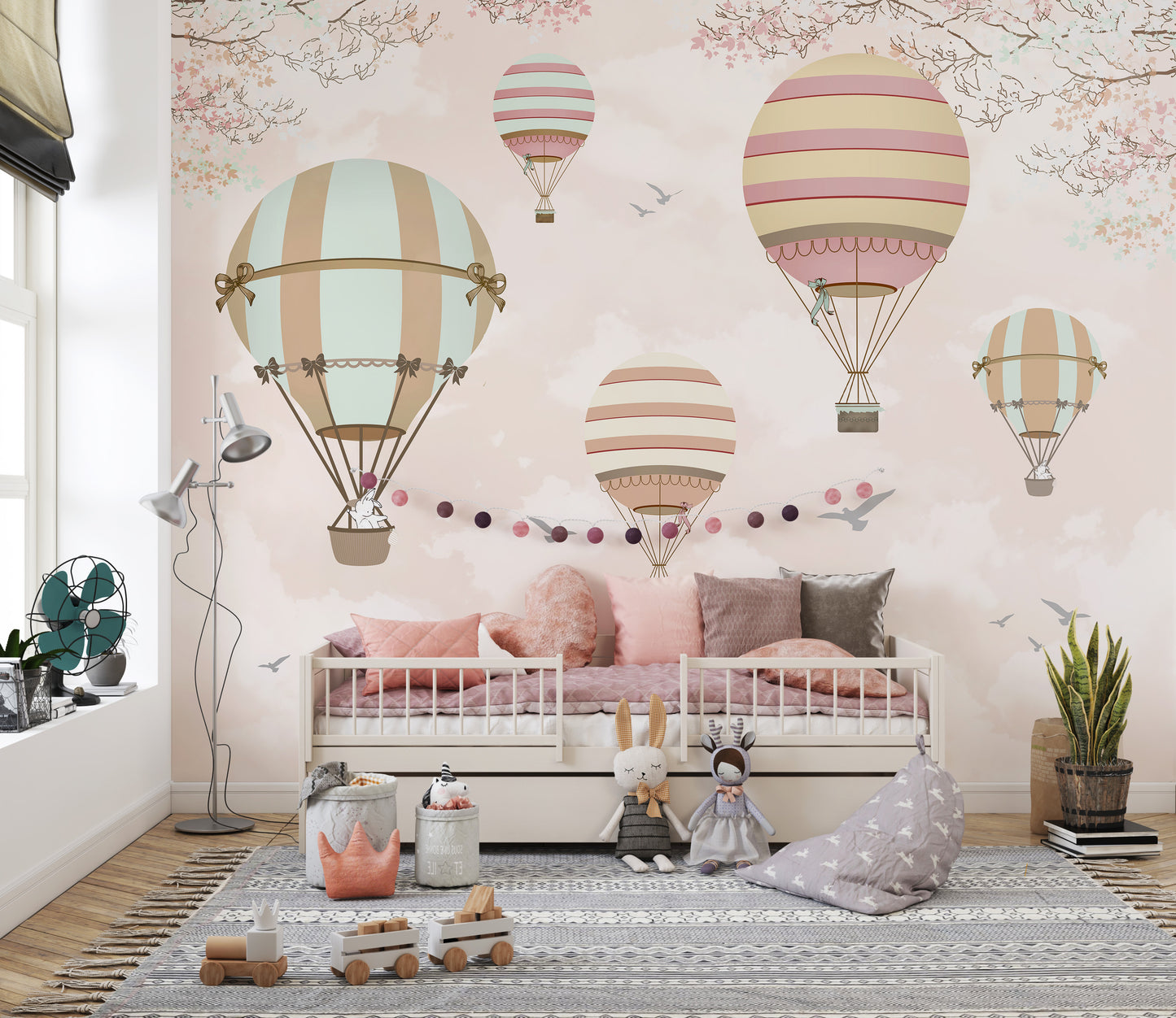 Ballons in the Sky Kids Room Wallpaper Mural - Giffywalls