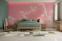 An artistic abstract cloud mural for home decor.

