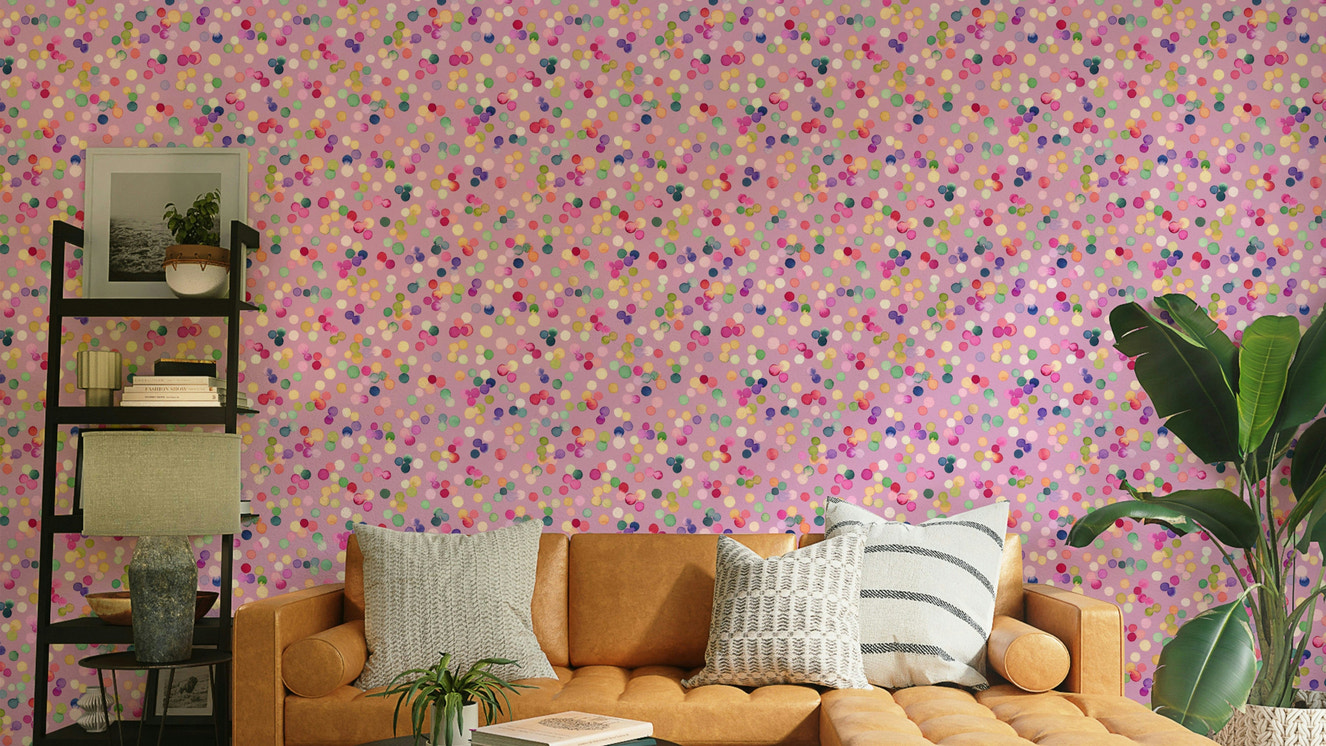 Confetti Festive Colorful Dots Pink Wallpaper⁠