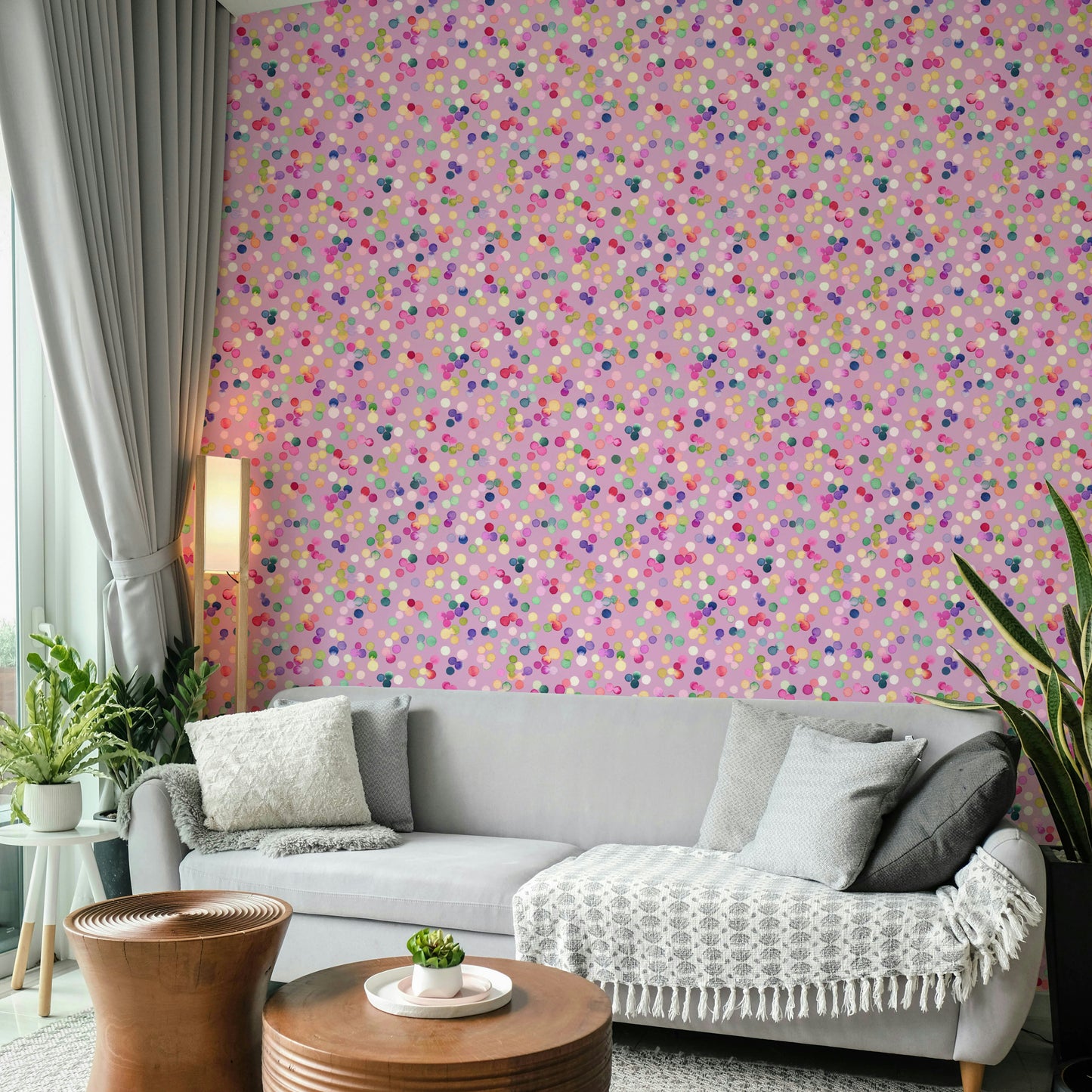 Confetti Festive Colorful Dots Pink Wallpaper⁠