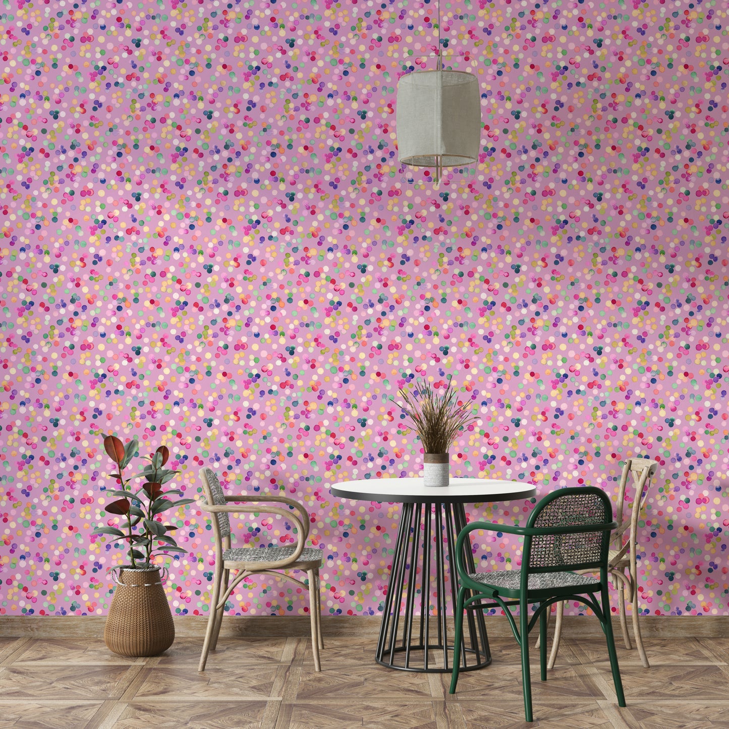 Confetti Festive Colorful Dots Pink Wallpaper⁠