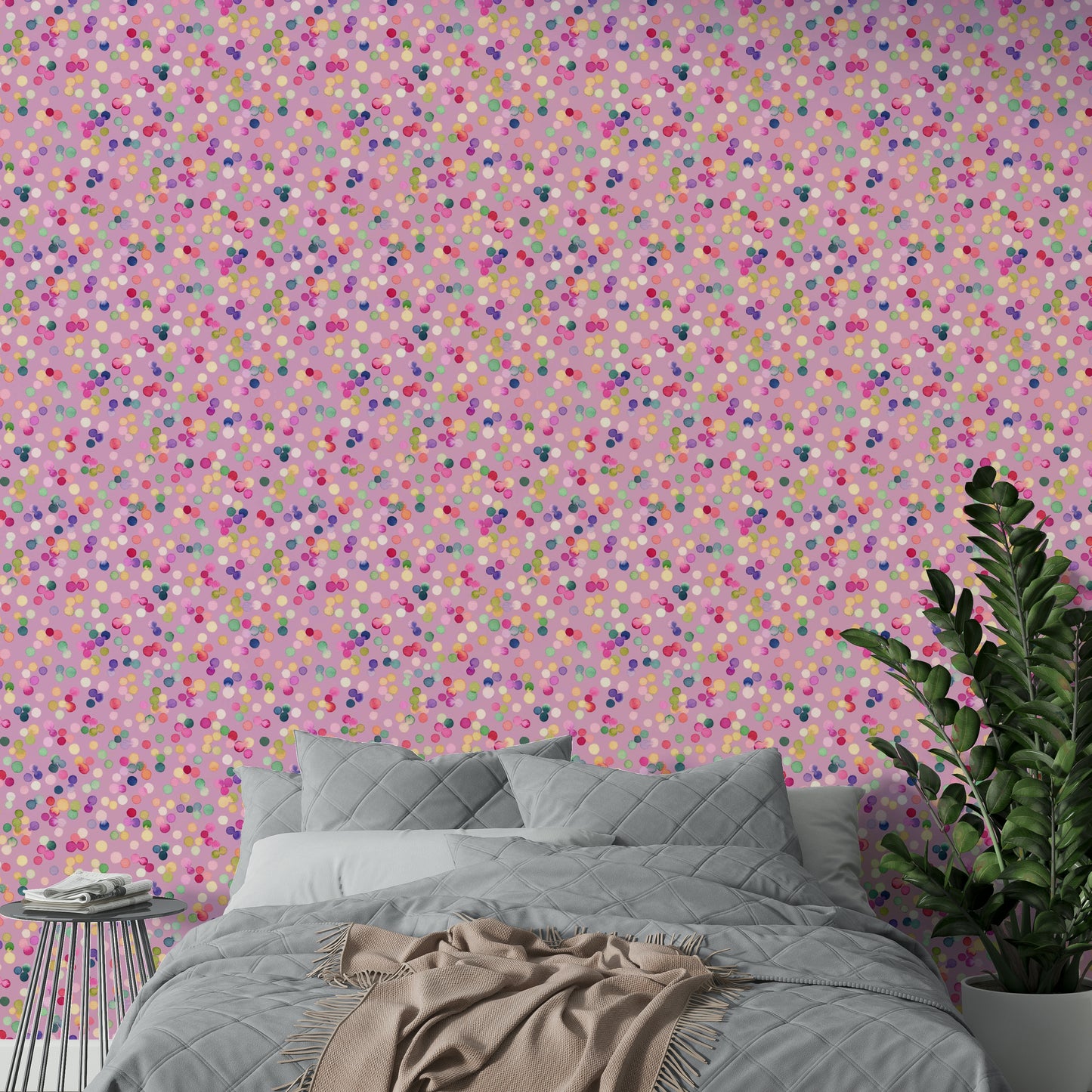 Confetti Festive Colorful Dots Pink Wallpaper⁠