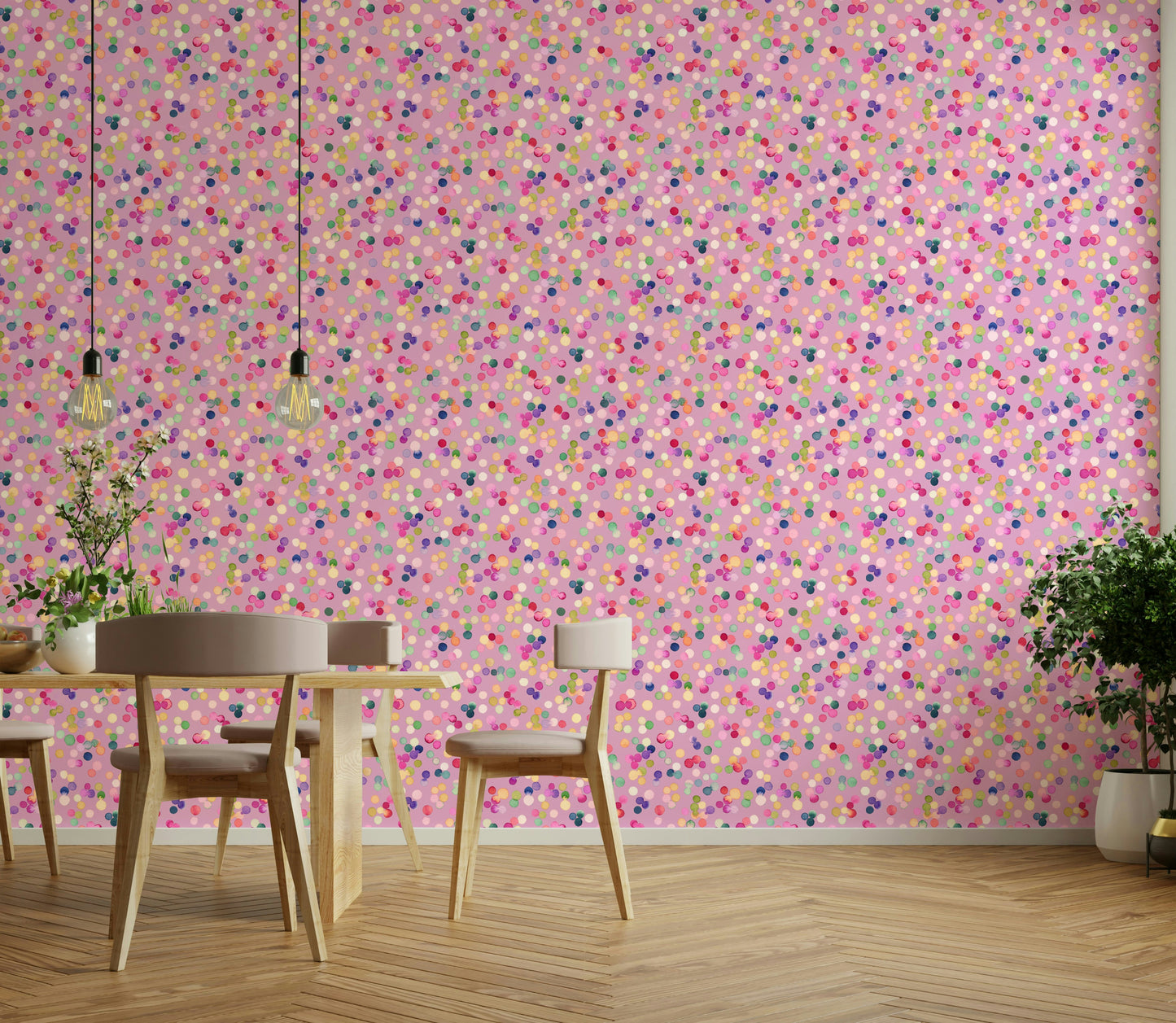 Confetti Festive Colorful Dots Pink Wallpaper⁠