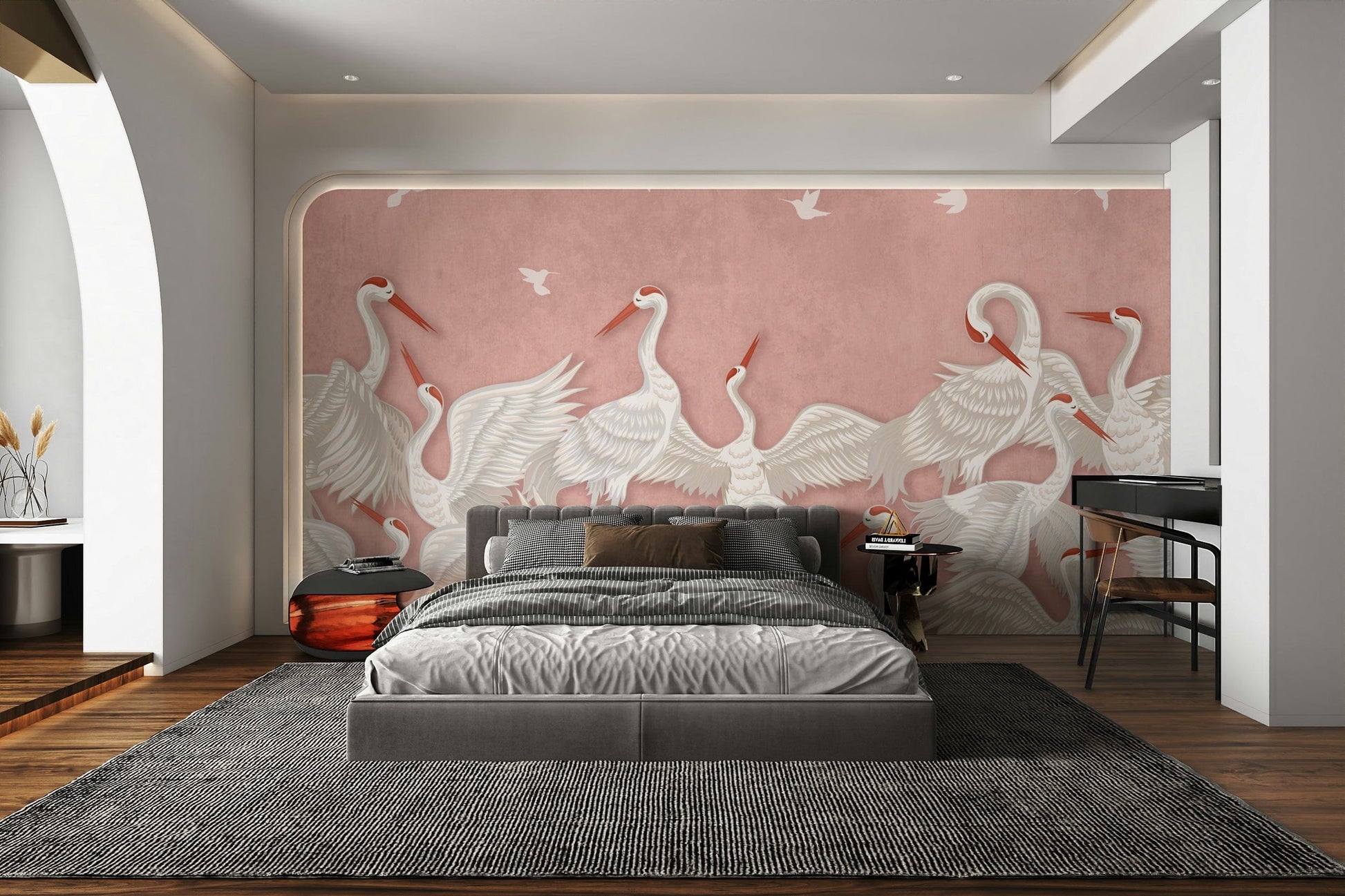 Wall mural with whimsical shapes and colors

