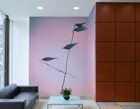 A living room featuring the abstract botanical wall mural.

