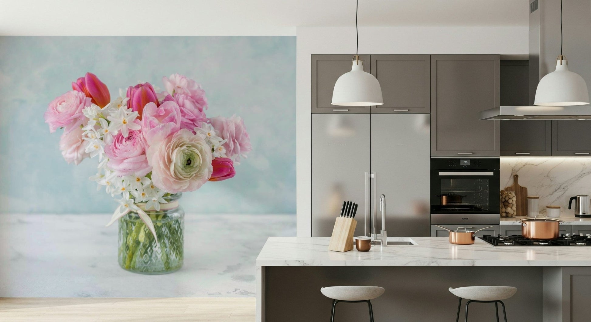 Pink Floral Bloom Wall Mural