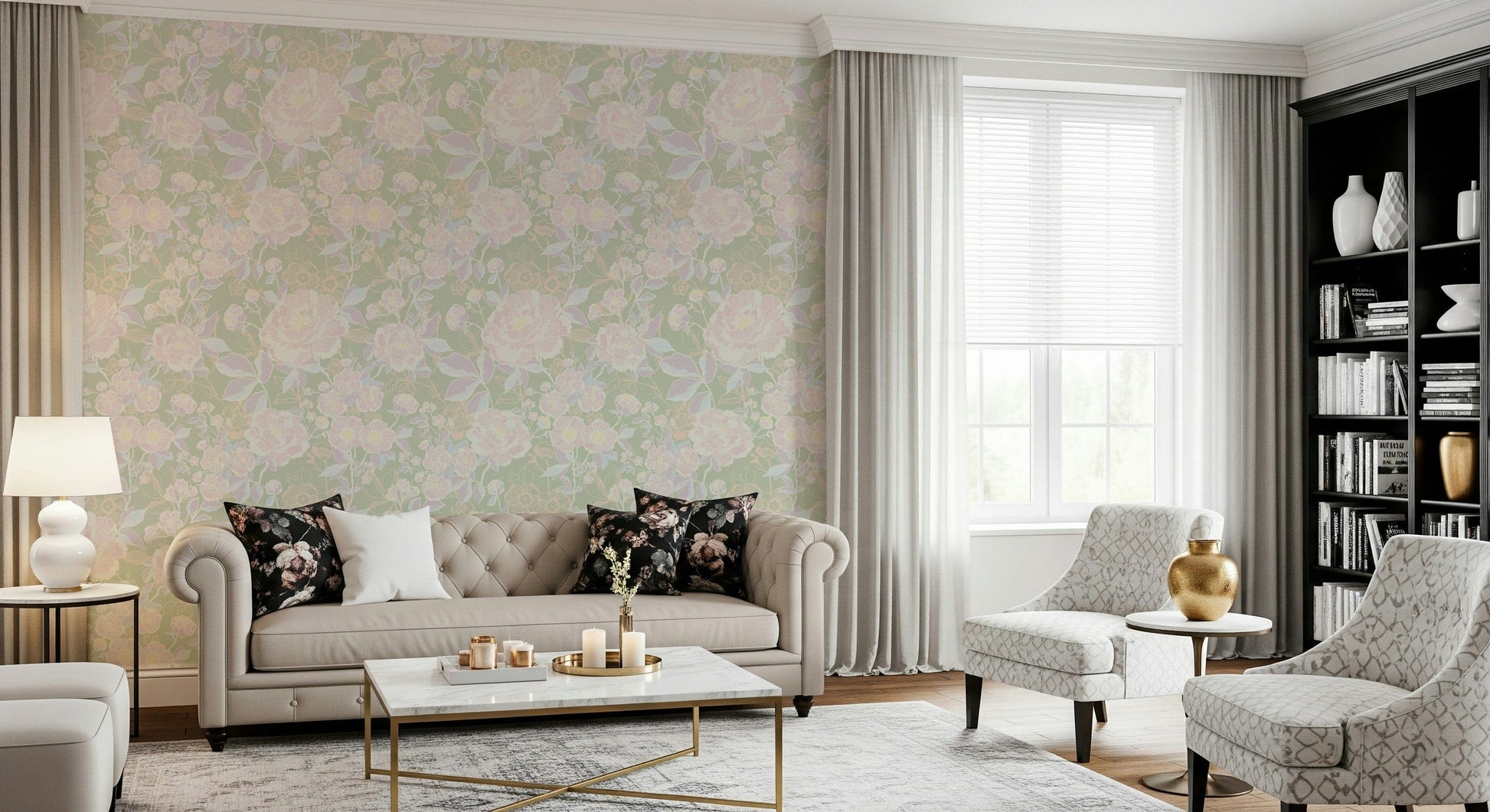 Sophisticated Soft Botanical peel and stick wallpaper organic patterns.