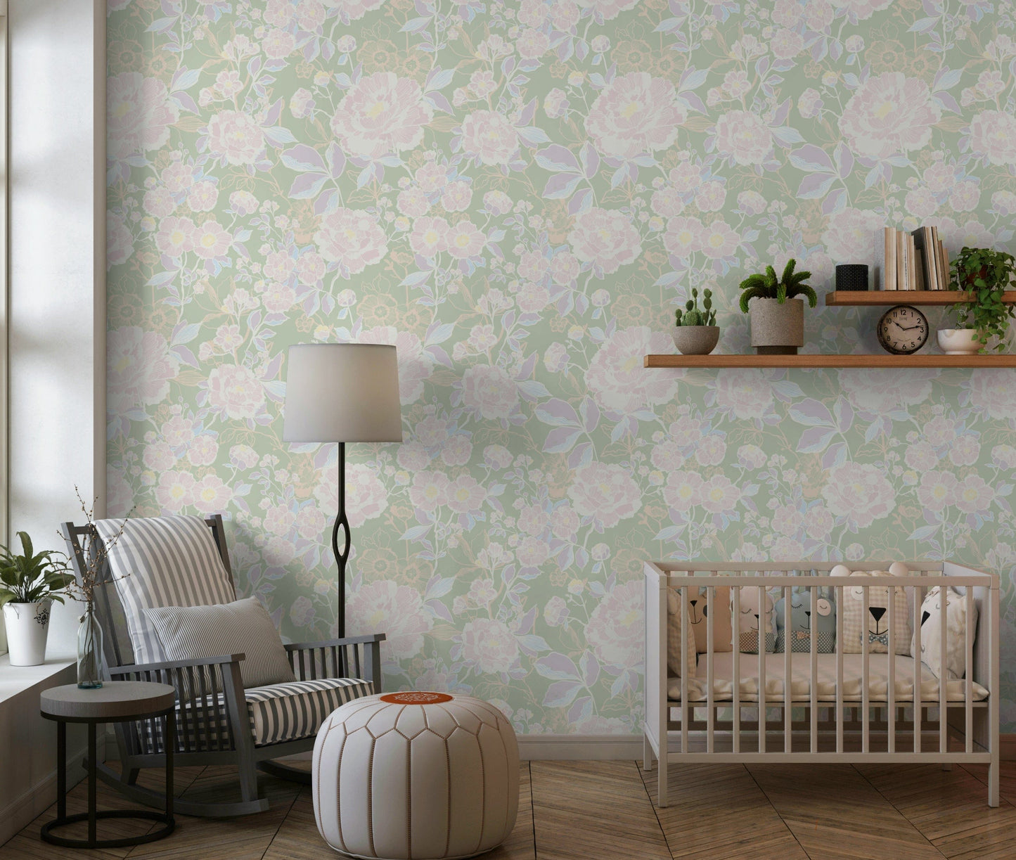 Hand-drawn Soft Botanical wallpaper for walls lilac petal design.