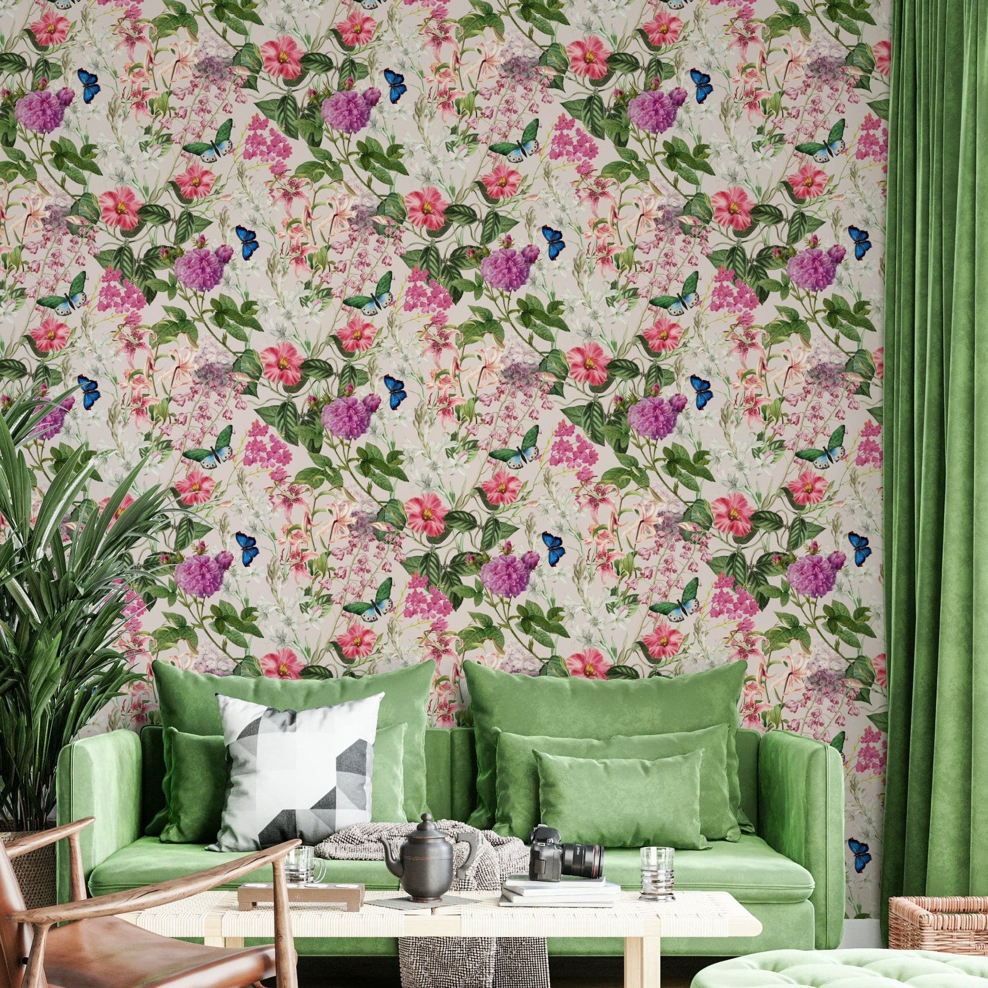Pink Floral flower wall mural

