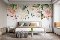 Hanging Pink Flower Watercolor Wallpaper Murals - Giffywalls