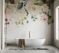Botanical pink floral design wallpaper