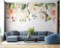 Delicate flowers hanging with leaves in soft hues.