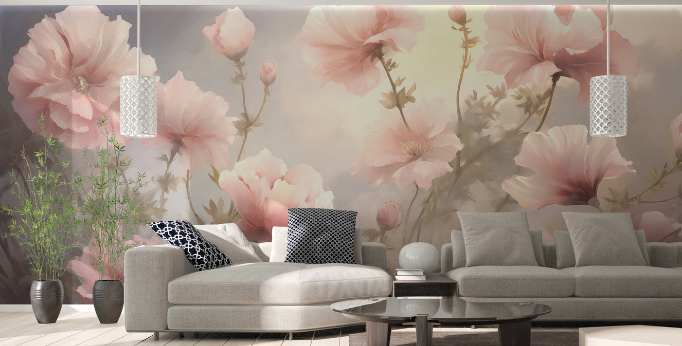 Godetia Pink Flower Wallpaper Mural - Giffywalls