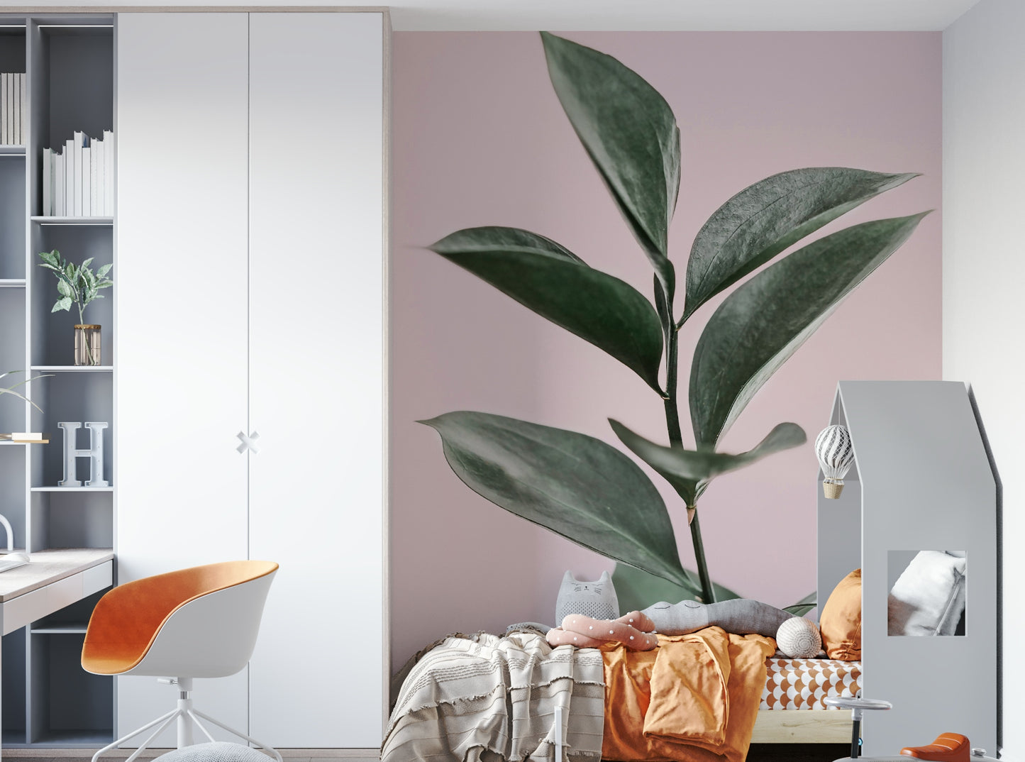 Gentle abstract wall mural with earthy colors

