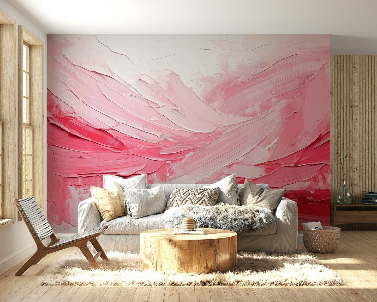 Romantic room with Pink Impression Wall Mural

