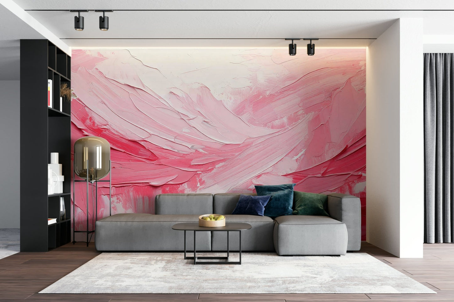 Pink Impression Wall Mural with abstract brushstrokes

