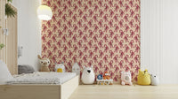 Vibrant pink tiger wallpaper with jungle jewel accents

