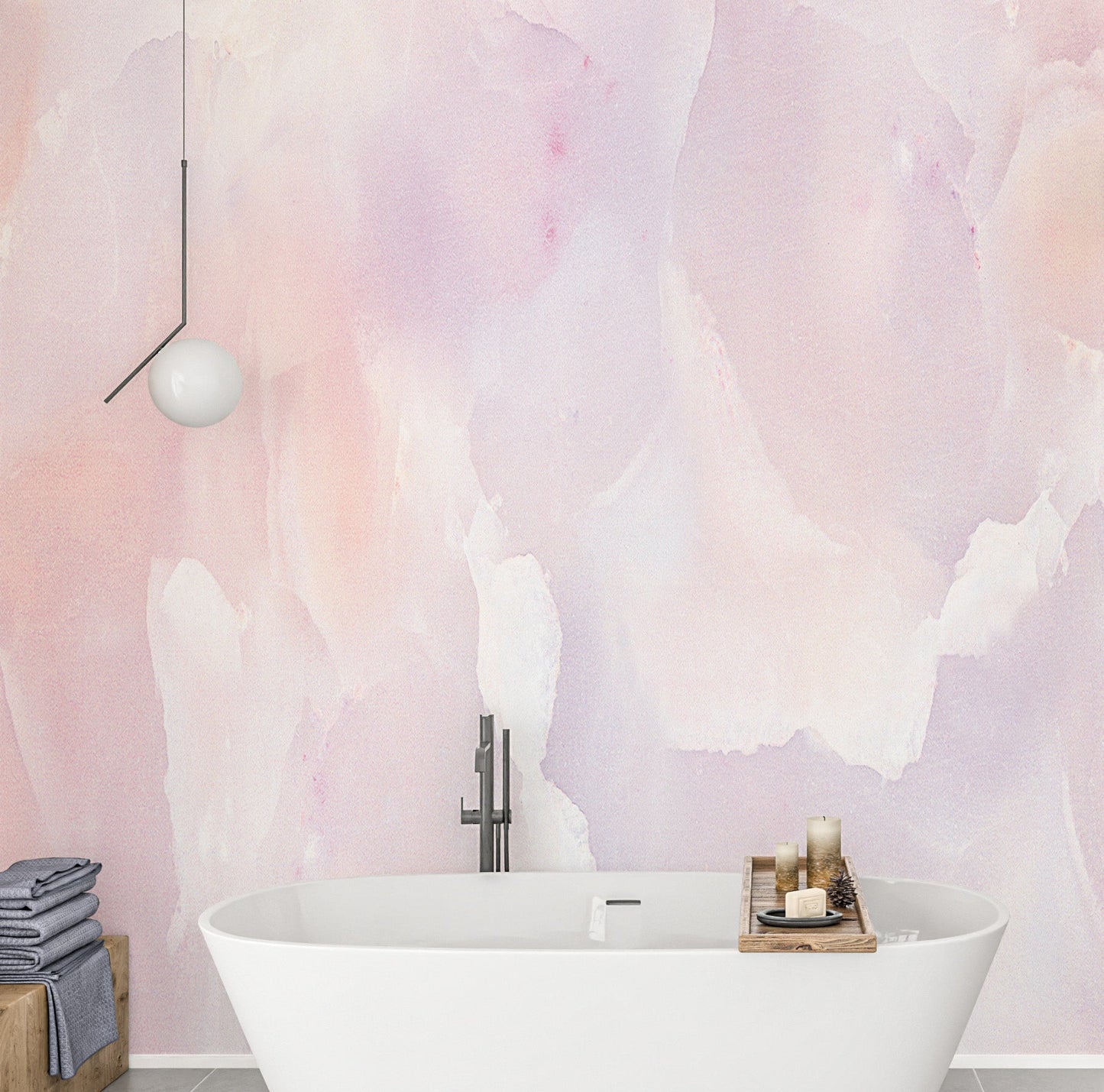Subtle marble effect wallpaper in pink hues
