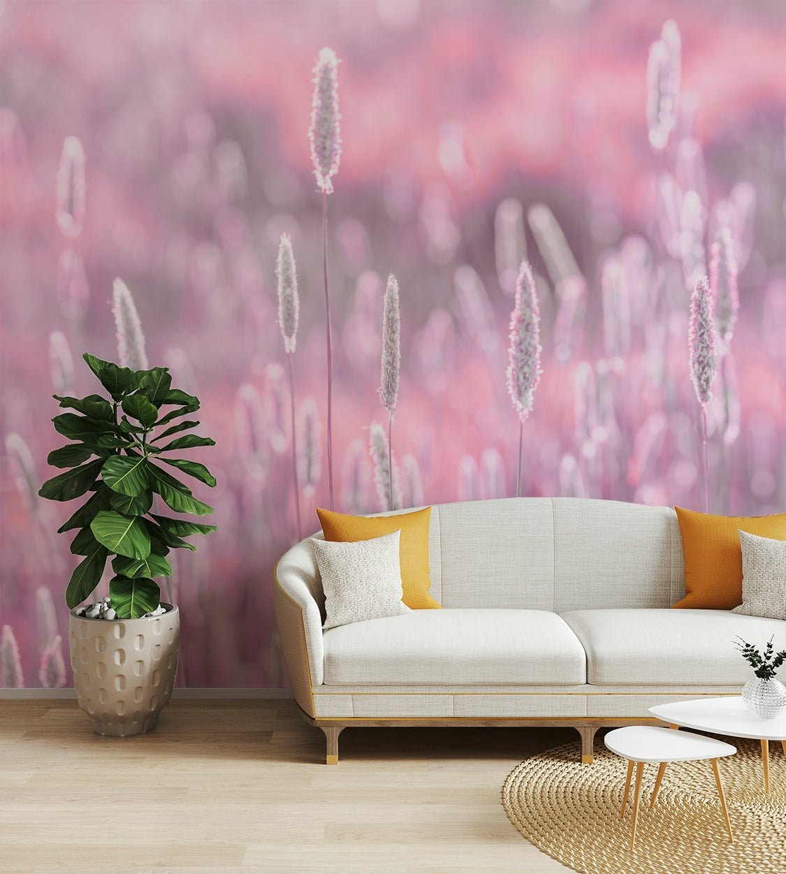 Light pink floral wallpaper for bedroom walls

