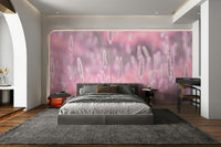 Dreamy floral mural with soft pink blooms

