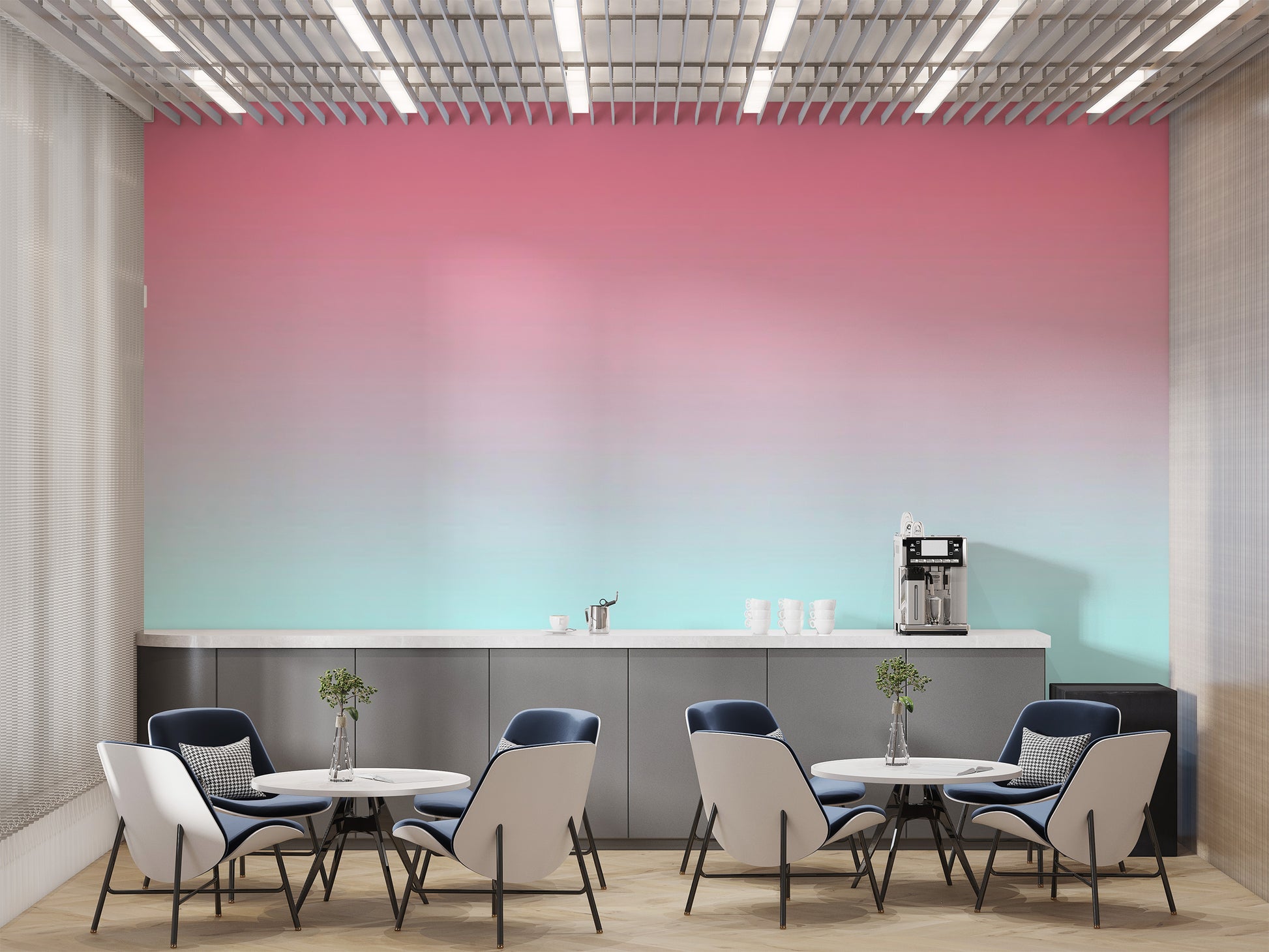 Modern rosy geometric wallpaper mural for offices.