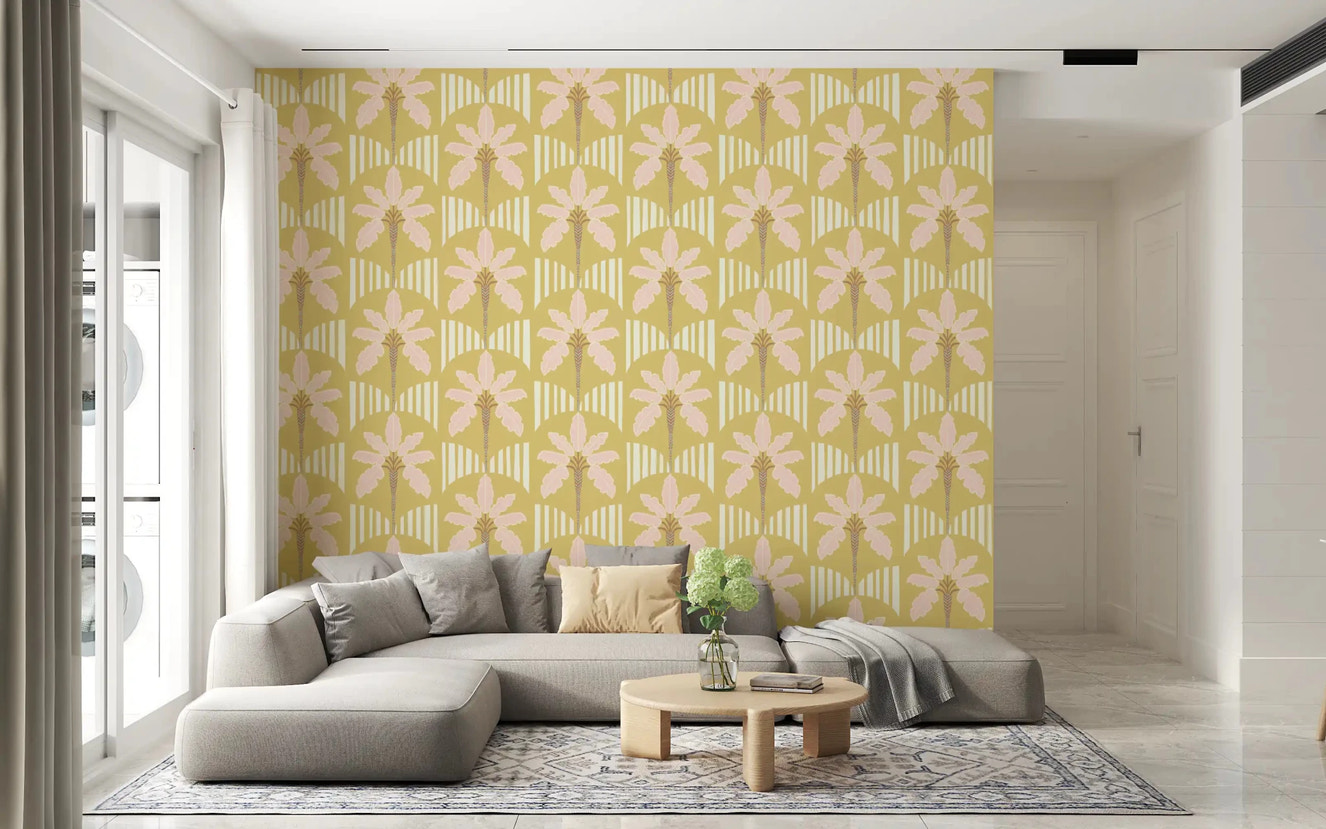 Pink Palm Retro Oasis Wallpaper⁠