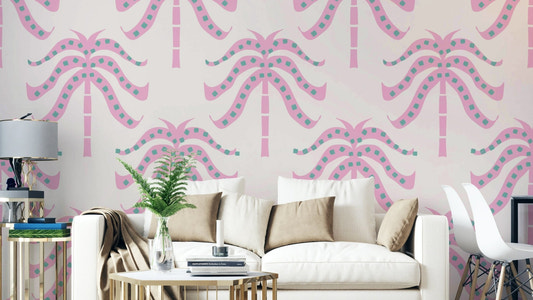 The image shows a peaceful, natural scene with palm fronds.

