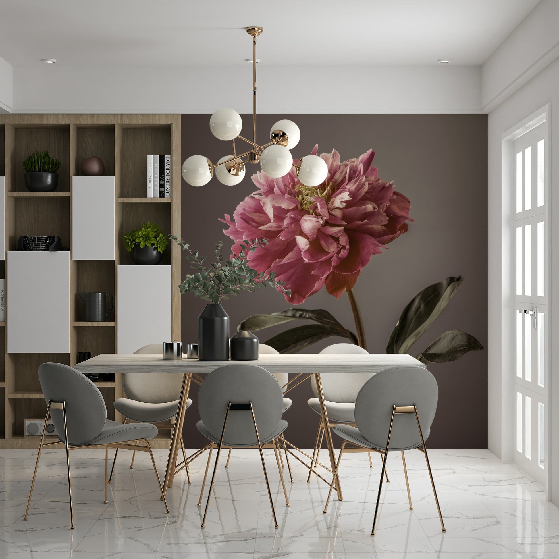 Wall décor Peony Blush peachy pink flower minimalist setting.