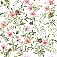 Modern floral pattern, lush leaves, delicate product Blossom Hues wallpaper