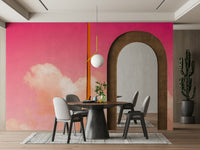 A contemplative modern pink wallpaper mural for a feature wall.

