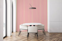 pink stripes on a durable wall mural for a vibrant feature wall.