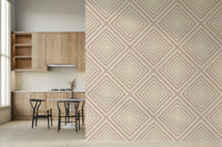 Muted pink and cream colors define Angled Stripes for walls.