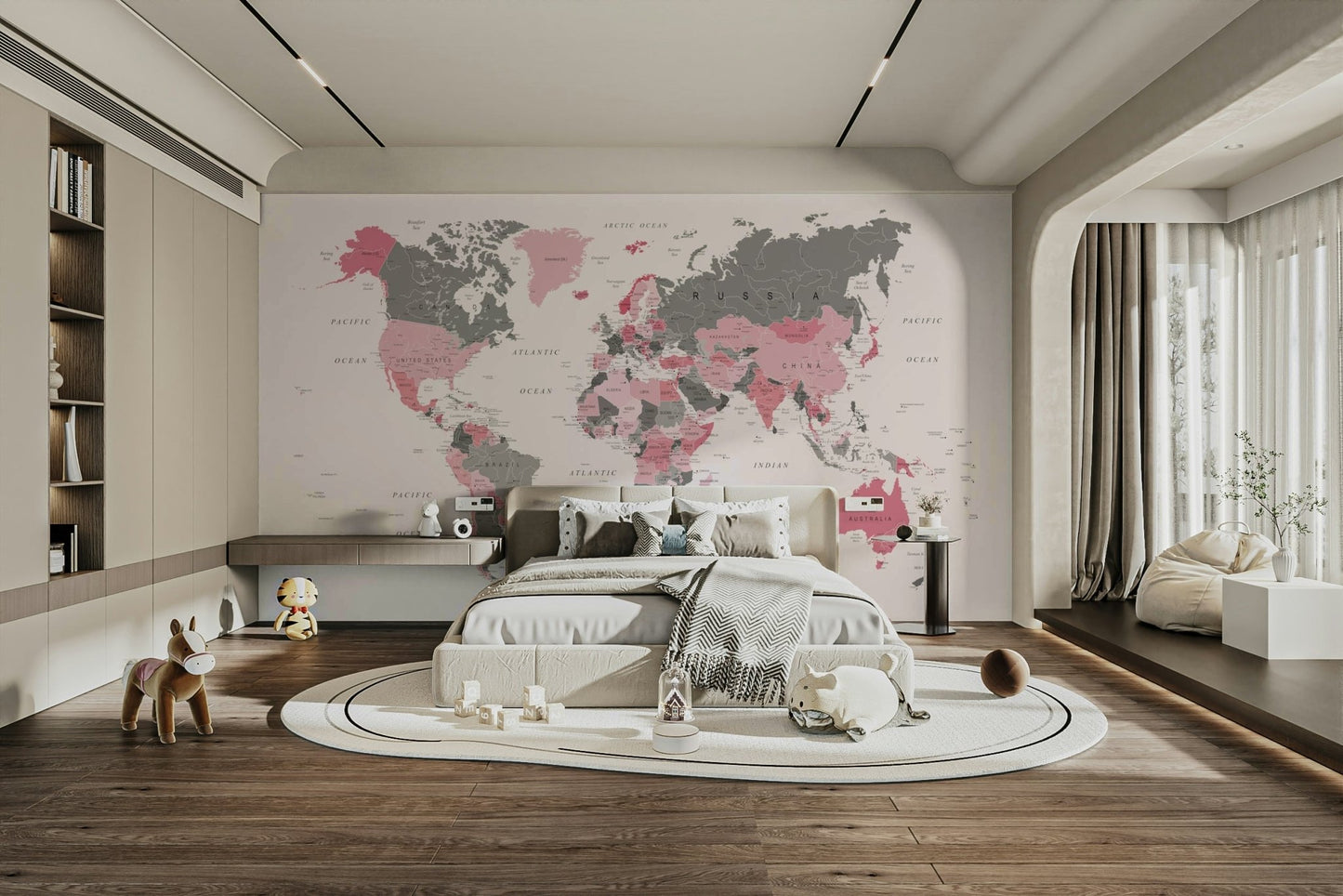 Atlas design with pink background

