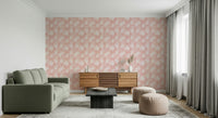 Artistic Tropical Blush mural pink tone white botanical design.