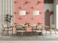 Kids Minimal Vintage UFO Pink product, orange cream vessels soft setting.